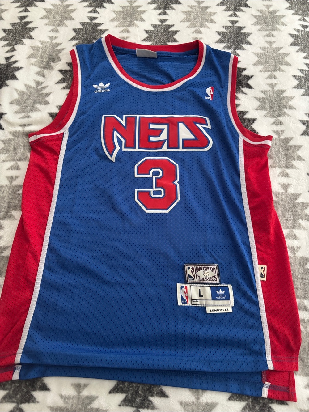 adidas Blue and Red Nets Drazen Petrovic #3 Hardwood Classics Jersey